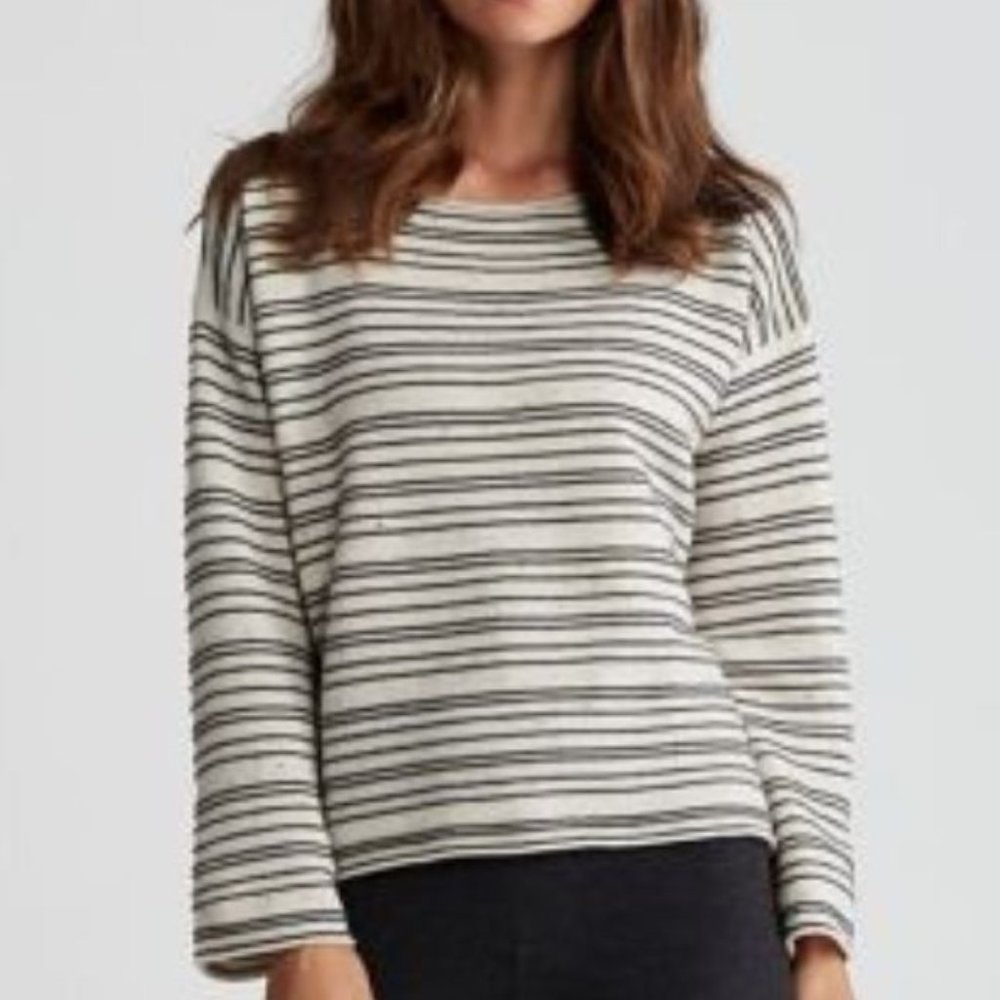 NWT Eileen Fisher Maple Oat Peppered Organic Cotton/Wool Boat Neck Top